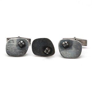 Vintage Sterling Silver Modernist Cuff Links Signed